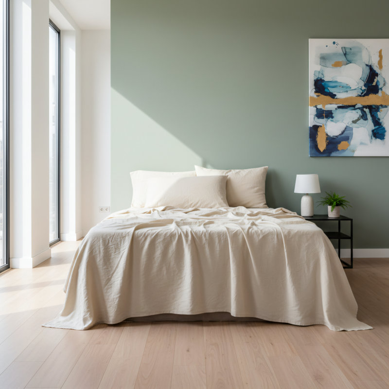 100% Pure Linen Extra Large 4-Piece Sheet Set, Breathable, Durable, Tear-Resistant, Machine Washable, Apricot, Ivory