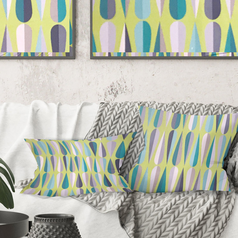 Coussin Retro Retro Drops V - Mid-Century Modern, 16 po x 1 po, Vert