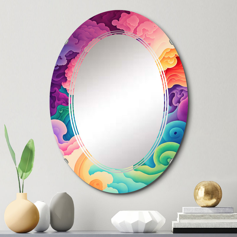 Miroir mural spiralé multicolore Potchen Swirly Clouds III, 30 po x 20 po