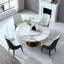 Table de salle à manger 59 "ronde avec plateau tournant rotatif à 360 °, plateau en pierre frittée résistant aux égratignures, design minimaliste moderne pour une cuisine et une salle à manger compactes (8 chaises)-987879457