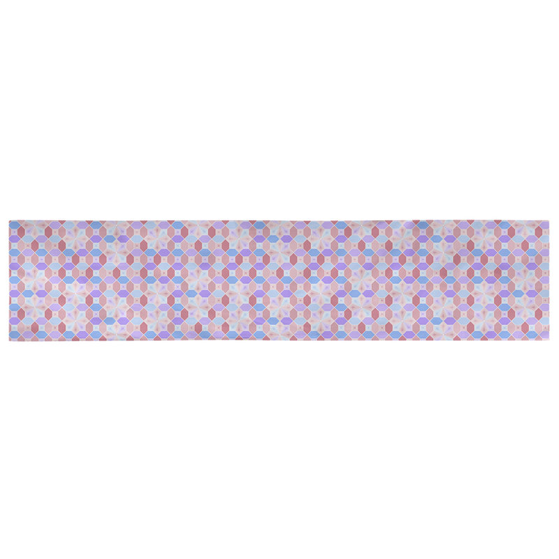 Chemin de table Avicia, 72 po x 16 po, Rose / Bleu, 100 % coton