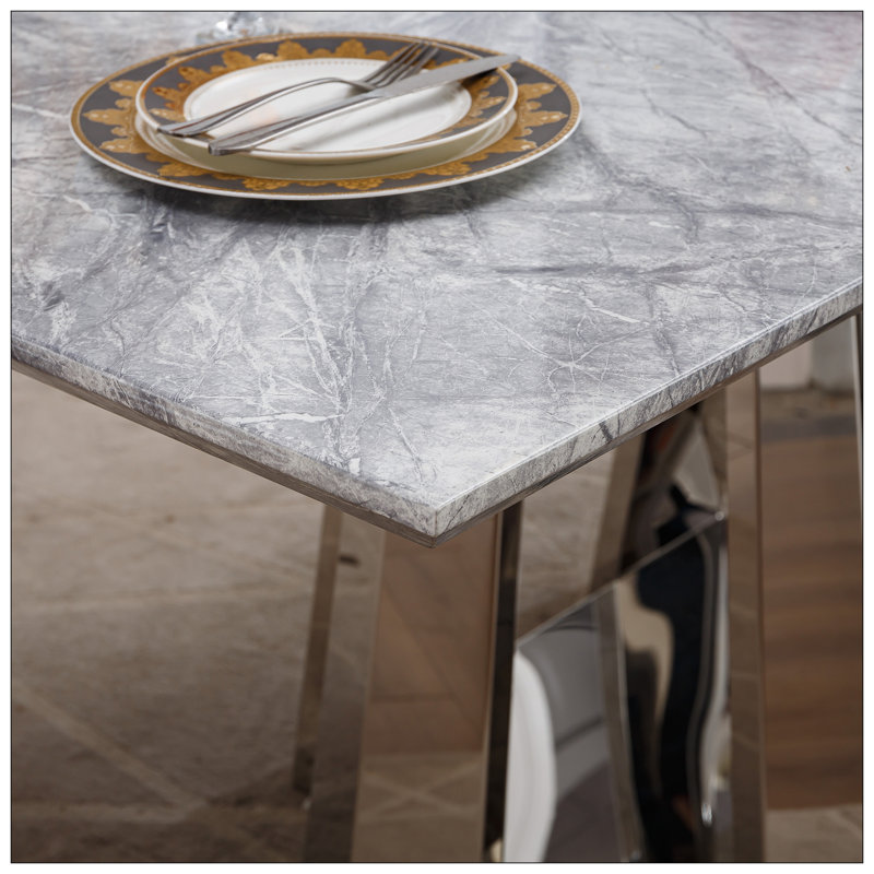 Table de salle à manger pour la cuisine, Argent argent, Gris