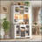 Rustic Kitchen Pantry Storage Cabinet with LED, Outlets, Wine Rack, and Adjustable Shelves for Dining Room-128975366