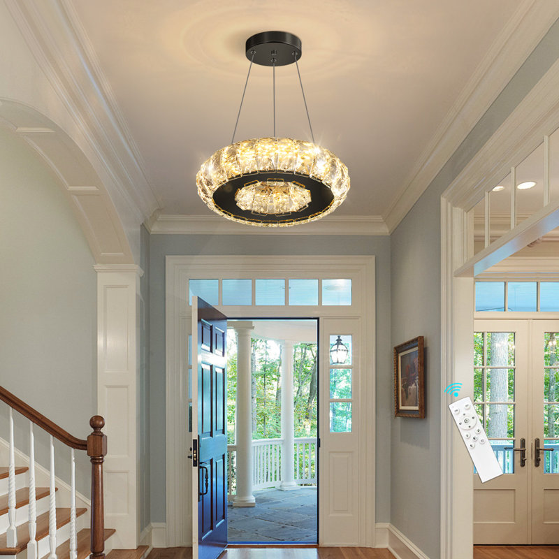 Lustre rond en cristal noir, Noir mat