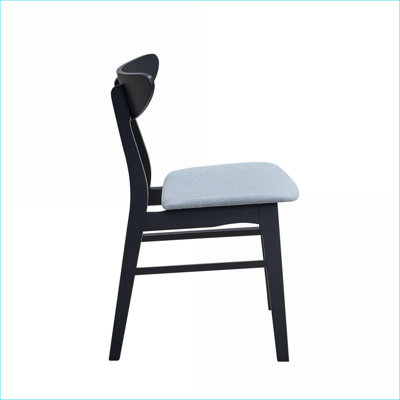 Set of 2 Black Upholstered Dining Chairs for Adults, Solid Wood Frame Modern Kitchen Side Chairs for Dining Room Living Room Restaurant