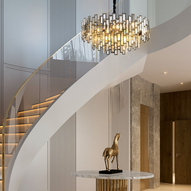 Maecee Crystal Chandelier Light Fixture, Luxury Round Chandeliers High Ceiling for Living Room, Bedroom, Dining Room, Kitchen Island, Entryway
