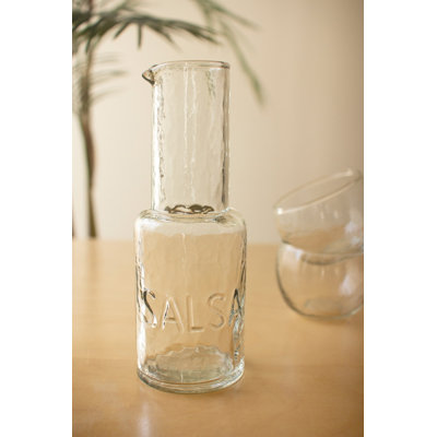 Kalalou Glass Salsa Pitcher with Four Bowls – Hand-Poured Entertaining Set of 5