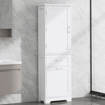 Tall Bathroom Storage Cabinet, Storage Cabinet With Different Size Drawers And Adjustable Shelf