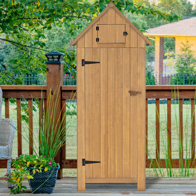 Garden 70.5" H x 25.6" W x 18.1" D Outdoor Storage Cabinet Tool Shed, Brown