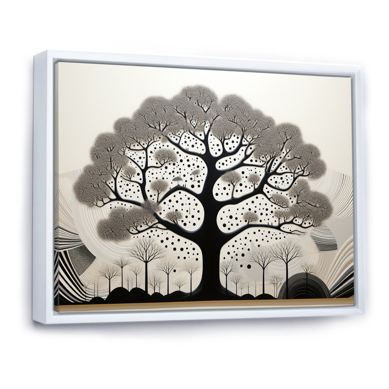 Arbre africain, minimalisme IV, sur toile, H 30 po x l 40 po x P 1,5 po, Cadre flottant blanc