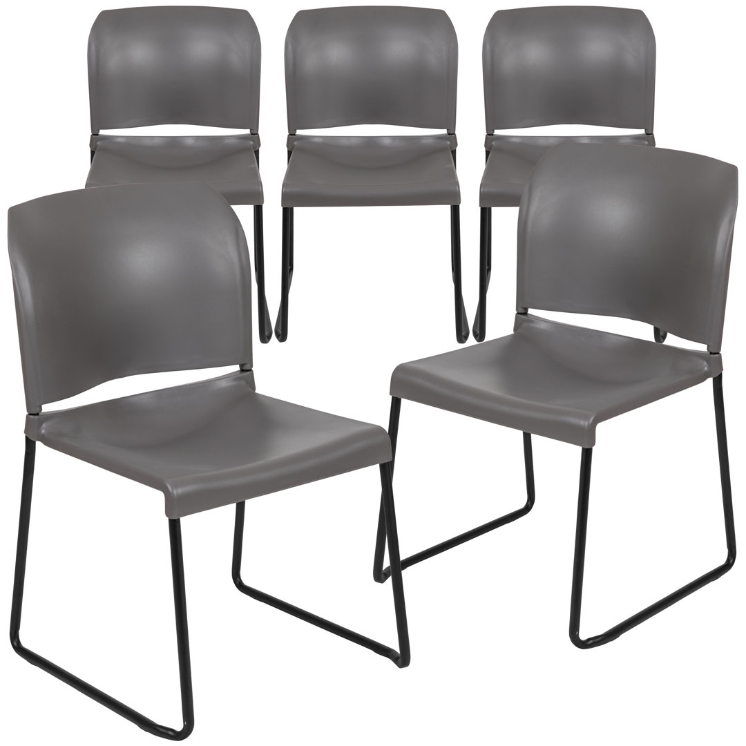 Brielle Contoured Sled Base Stackable Waiting Room Chairs (Set of 5) Flash Furniture Seat 
