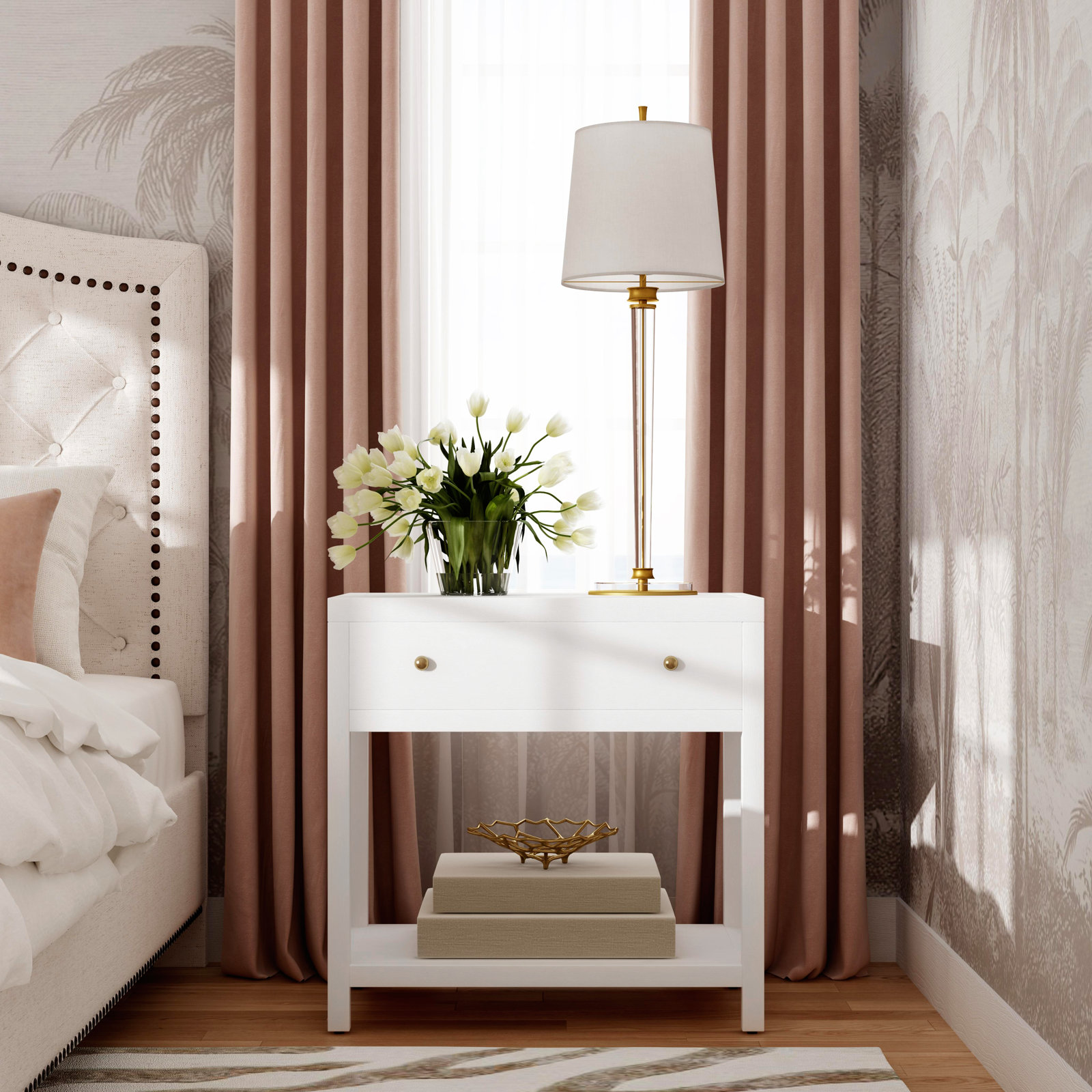 Celine 30" 1-Drawer Nightstand, White