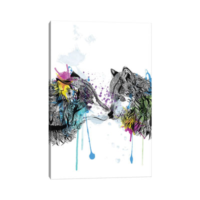 Wolves by Karin Roberts - Wrapped Canvas Painting
