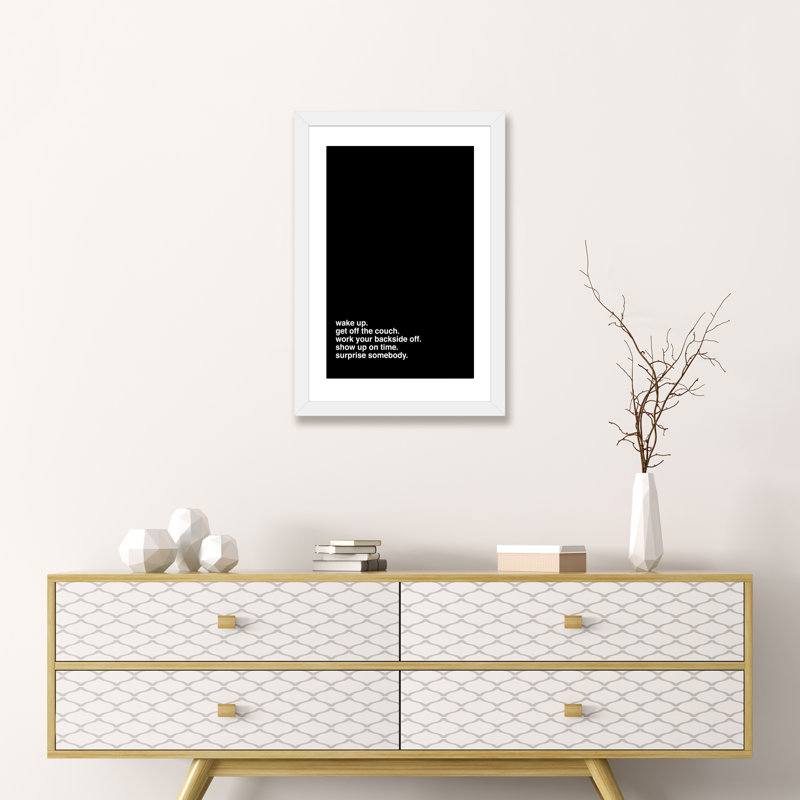 « wake up » par kent youngstrom-reproduction d’art textuel, H 32 po x l 24 po x P 1 po, Papier avec cadre blanc
