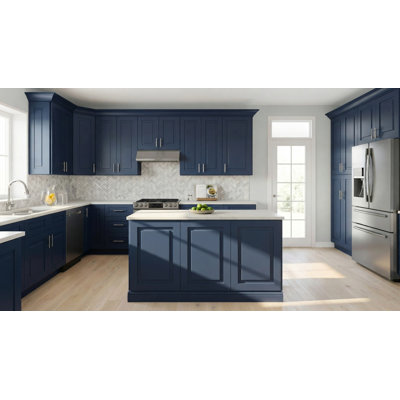 Gallery Express Ellison Assembled 36 in W x 24 in D x 34.5 in H Base Kitchen Cabinet with Drawers in Navy