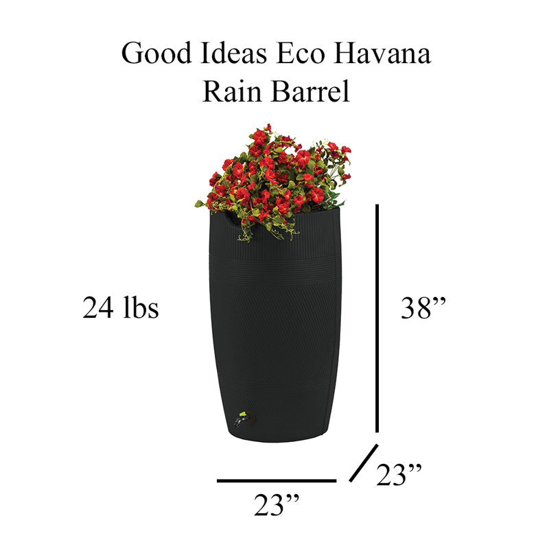 Good Ideas Plastic Drainable Dual Overflow Rain Barrel