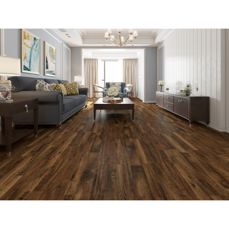 Lions Floor Bambino SPC Collection, Chambery 7" x 48" Waterproof Luxury Vinyl Plank Flooring | Uniclic® Locking System, FloorScore Certified | Dark Brown | 1 Box = 23.64 Sq. Ft. | Most Rooms Need 30+ Boxes