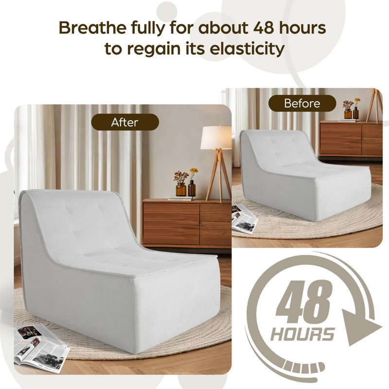 31.5" Foam Bean Bag Chair For Adults For Home, Apartment Or Gaming Venue, White Polyester Blend
