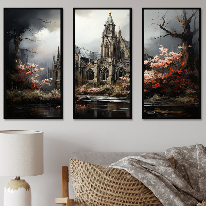 «Black Neo Ecclesiastic Vision Church II», art mural, H 28 po x l 36 po x P 1 po, Cadre flottant noir