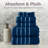 Lavish Home Bathroom Towels Set, Bathroom Accessories, Navy, Set of 6-19700433-111184079