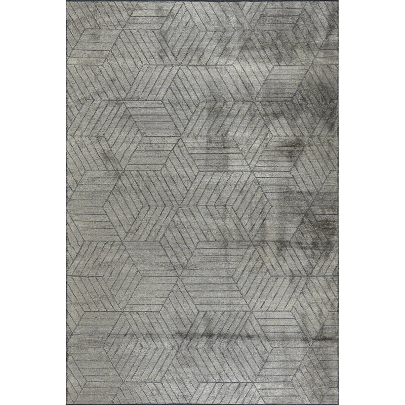 Rapture Beige Gray Geometric Luxury Area Rug, Rectangle 7'10" x 11'2"
