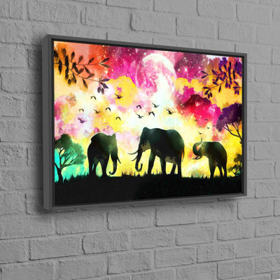Elephant Themed Wall Art on Cotton Canvas Showcasing a Trio of Majestic Wild Animals for an Intriguing Addition to Your Interior Design