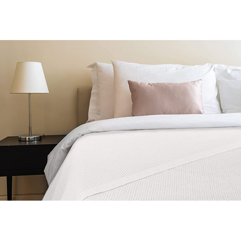 Ivory Twin Cotton Knitted Machine Washable Blanket