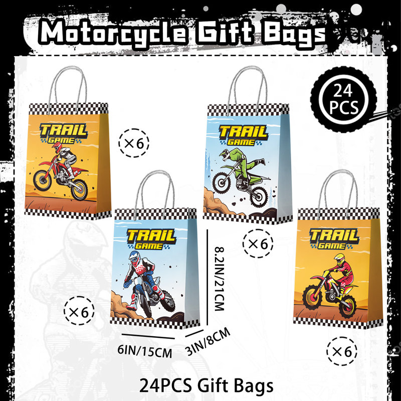 Ensemble de sacs-cadeaux pour motocyclettes, 24 pièces