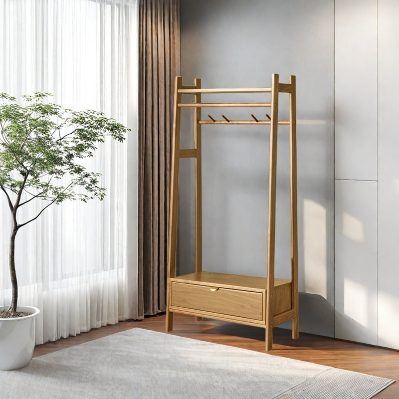 Portemanteau compact avec grand rangement, Noyer