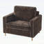 Chaise d'appoint rembourrée en chenille moderne de 42,1 pouces avec accoudoirs carrés, dossier cousu et pieds en fer jaune pour une utilisation polyvalente à la maison, brun foncé