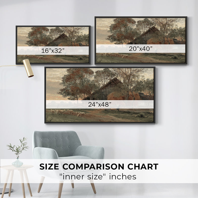 Série paysage - DCCXCVI - Toile tendue avec châssis encadré - Prêt à être accroché, Noir, H 17 po x l 33 po