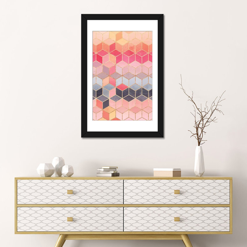 « happy cubes », reproduction d’impression sur toile, H 24 po x l 16 po x P 1 po, Papier d'art encadré noir, Blanc