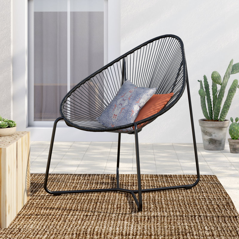 Chaise de patio avec coussins Champlost, Noir