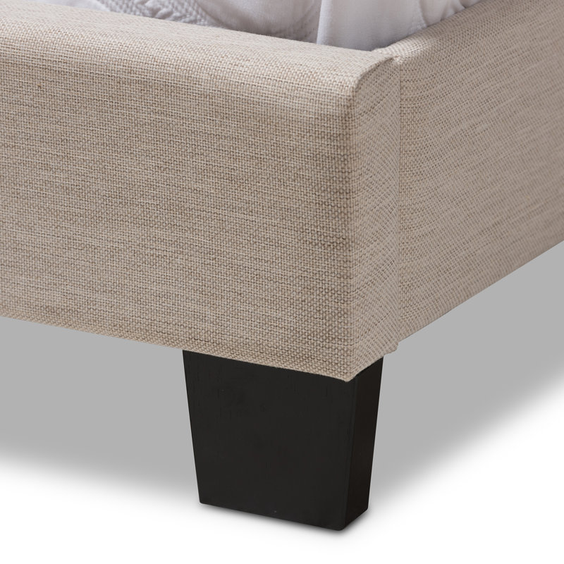 Upholstered Platform Bed, Beige