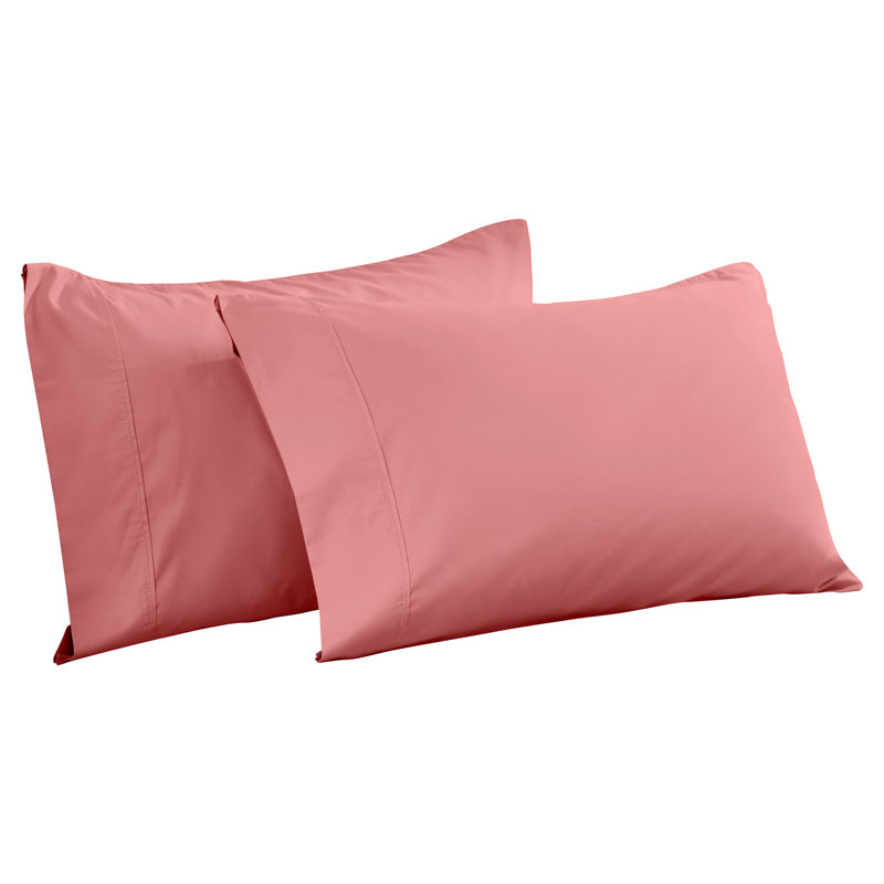 Superior 600 Thread Count Cotton Blend Sateen Solid Pillowcase Set, Standard, Blush
