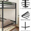 Lit mezzanine carré carré noir - Matelas s'affaissant avec des lattes en métal dans la chambre à coucher pour lit simple pour une utilisation durable