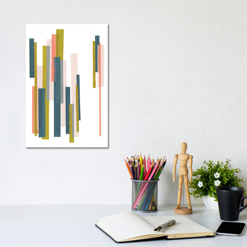 Retro Stripes No. 1 by Melissa Selmin - Gallery-Wrapped Canvas Giclée on Canvas, Canvas, 20.32 cm H x 30.48 cm W