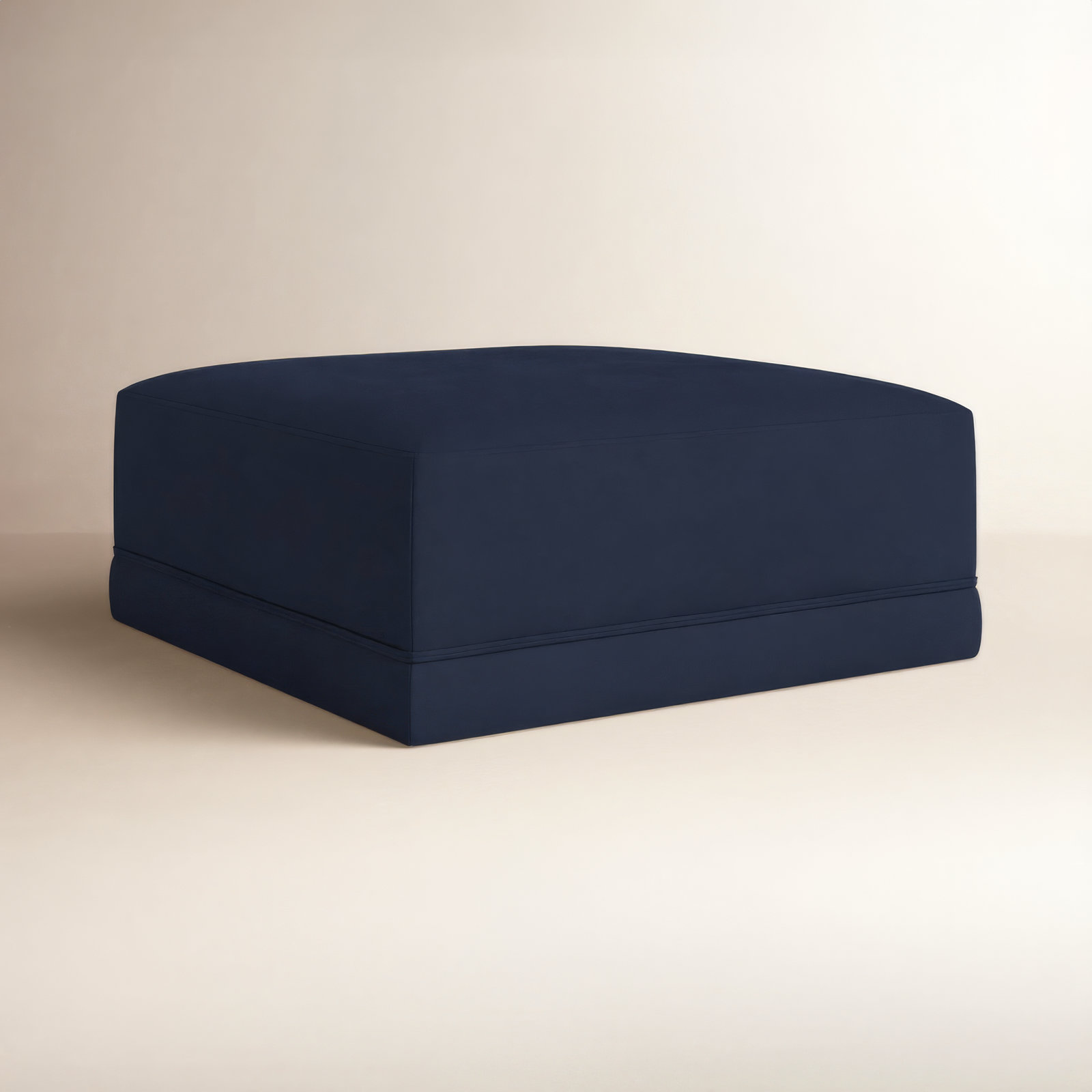 Deirdre Upholstered Velvet Ottoman, Navy Velvet