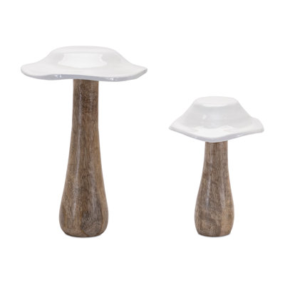 Décoration champignon en bois (ensemble de 4)