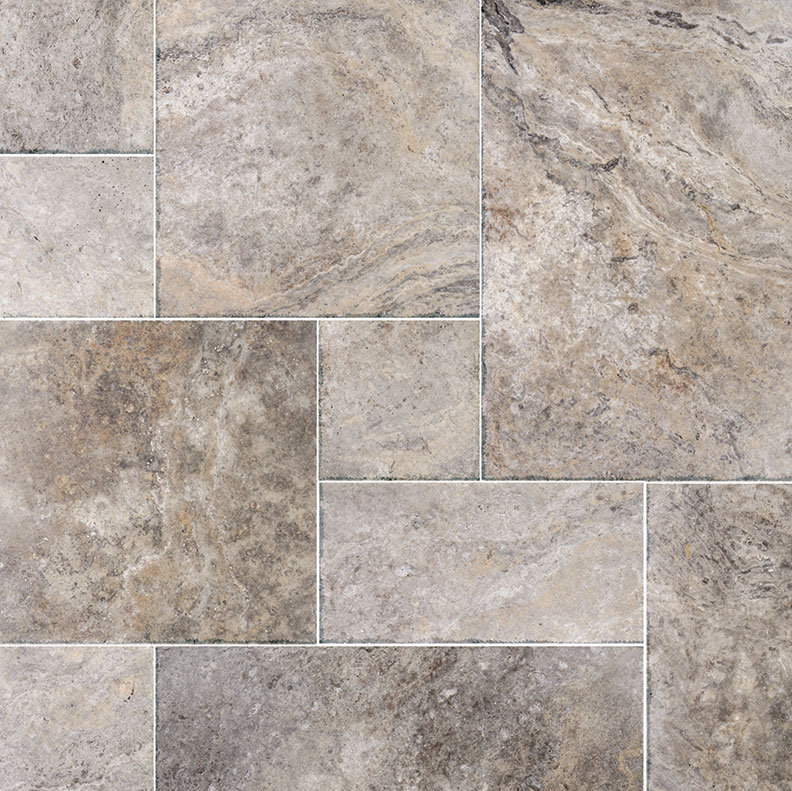 Silver 16" x 24" Travertine Mosaic Wall & Floor Tile