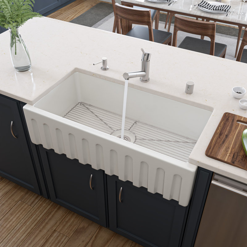 36'' L Single Bowl Fireclay Kitchen Sink, White