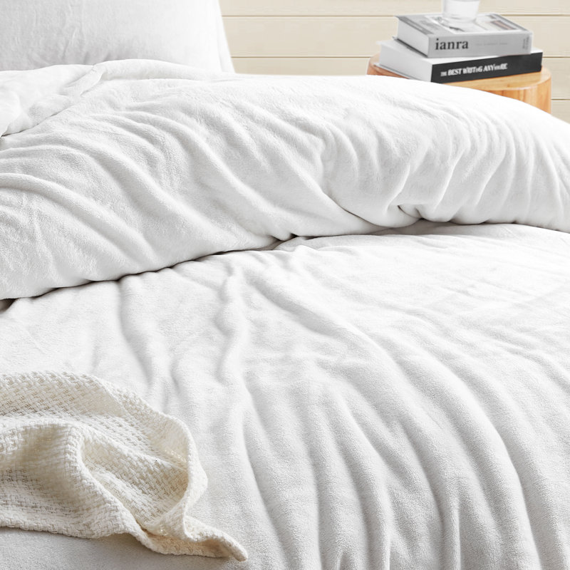 Coma Polyester Duvet Cover Set, King Duvet Cover + 2 Shams, White