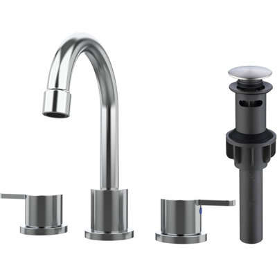 Robinet de lavabo de salle de bain surdimensionné à 2 poignées, robinet de lavabo chromé à 2 poignées, 3 trous, robinet pivotant à 360 ° avec lavabo escamotable