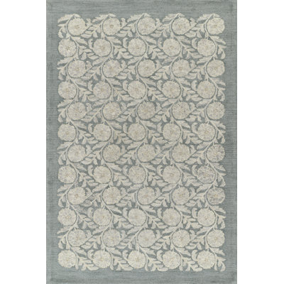 Florence Hand Tufted Wool Floral Blue Area Rug