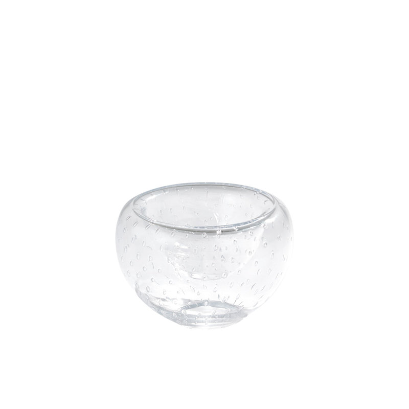 Double Take Bowl-Clear Seeded-Med, 4" H x 6" W x 6" D