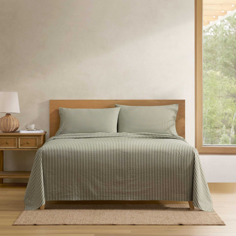 Ensemble de draps en percale de coton Shasta Lake , Ensemble de draps pour lit double avec 2 taies d'o