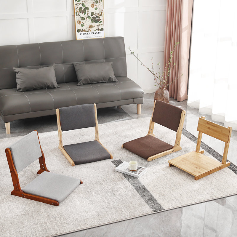 Chaise de sol pliable Tatami, Taupe / Naturel, 2