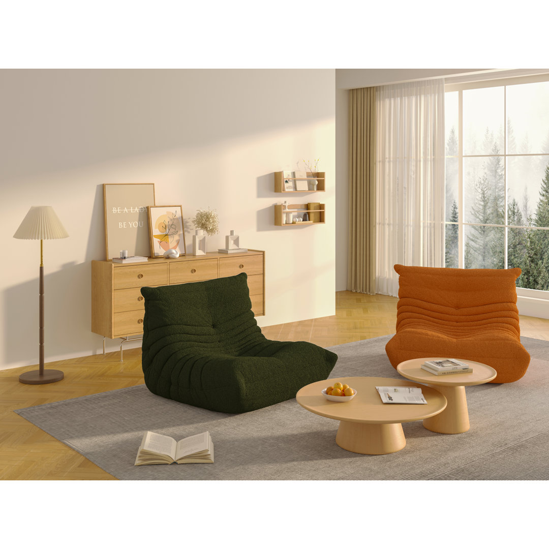 Set Of 2 Bean Bag Chair Sofa Sack Big Beanbag Chair For Adults Fireside Bean Bag Lounger Memory Foam Chair For Home, Apartment Or Gaming Venue(Beige&Green) Trule Fabric 