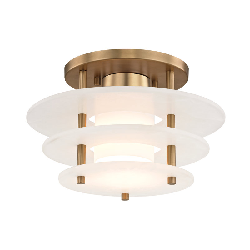 Gatsby 1 Light Flush Mount, Aged Brass, 7.5" H x 15.75" W x 15.75" D