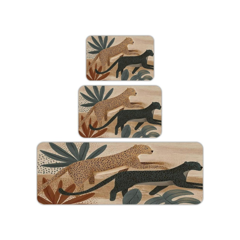 Tapis de cuisine à motif léopard 3 pièces Boho